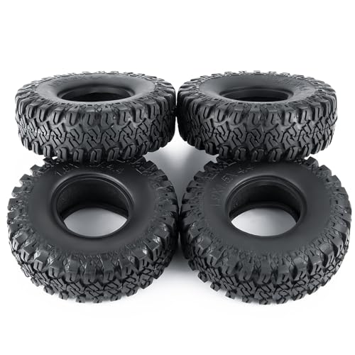 4PCS 1.9" Rubber Tire Wheel Tires 114mm | For 1/10 Axial SCX10 90046 TRX4 D90, RC Crawler Car, Upgrade Parts
