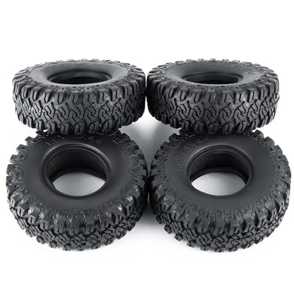 4PCS 1.9" Rubber Tire Wheel Tires 114mm | For 1/10 Axial SCX10 90046 TRX4 D90, RC Crawler Car, Upgrade Parts