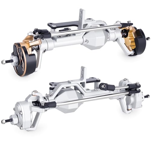  Front Rear Portal Axle Set CNC Aluminum & Brass 4WS Axles for 1/10 RC Crawler Axial Capra 1.9 UTB Cheater Rigs LCG Chassis Upgrade Parts (Silver Front Rear Kit) - color: Silver Front Rear Kit