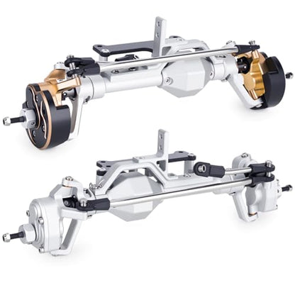  Front Rear Portal Axle Set CNC Aluminum & Brass 4WS Axles for 1/10 RC Crawler Axial Capra 1.9 UTB Cheater Rigs LCG Chassis Upgrade Parts (Silver Front Rear Kit) - color: Silver Front Rear Kit
