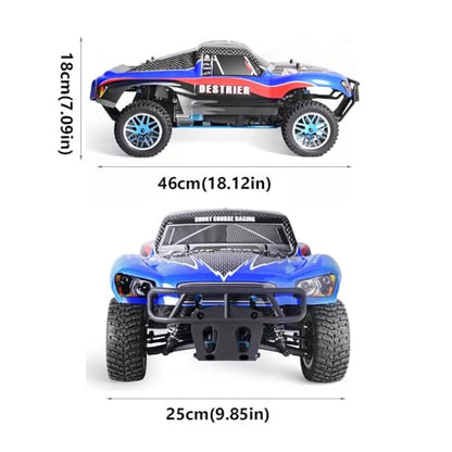 1/10 Nitro RC Truck for Adult Two Speed RC Car Rock Crawler 4WD Remote Control Car Nitro Gas Power Off Road Short Course Truck with Igniter, Methanol Fuel RC Climbing Vehicle Buggy