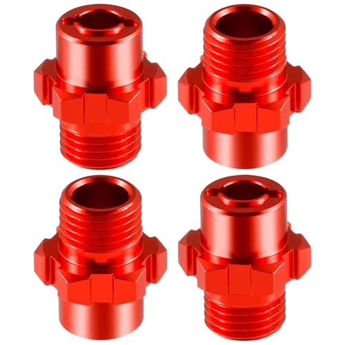 4Pcs Aluminum Alloy RC Hex Combiner Wheel Hex Hub Adapter Upgrades for 1/8 Tra-xxas Jato VXL 2S RC Monster Trucks (Red) - color: Red