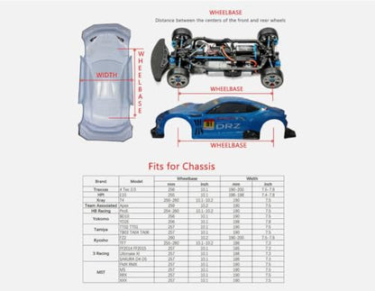 1/10 Scale RC Painted Drift Racing Touring OnRoad Car Body Shell, No Cut, 1:10 Scale, RX7 White (with Tail Wings) - style: With Tail Wings