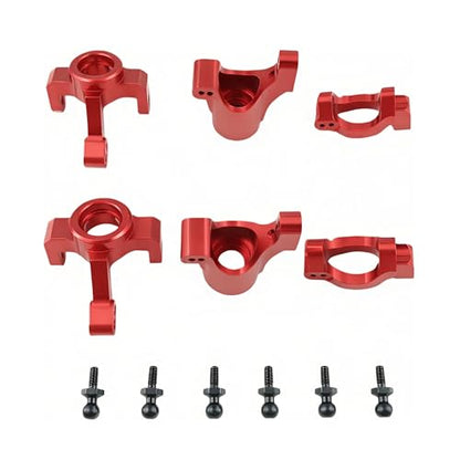 Steering Blocks & Caster C-Hubs Set for LaTrax Teton Rally RC Car (Red) | Aluminum,Knuckle,C-Cup,Stub Axle Carrier,1/18,Desert Prerunner,Upgrade Parts,7532 Compatible,7552X Compatible - color: Red