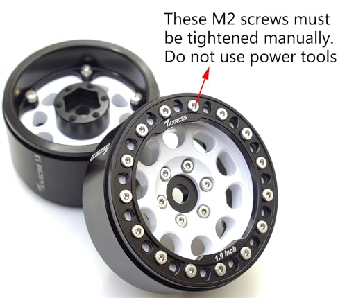 RC 1.9 Inch Beadlock Wheels Rims Hex 12mm Aluminum Wheel for TRX4 SCX10 Gen8 1/10 RC Crawler Remote Control Car Upgrades Accessories (White & Black) - color: White & Black
