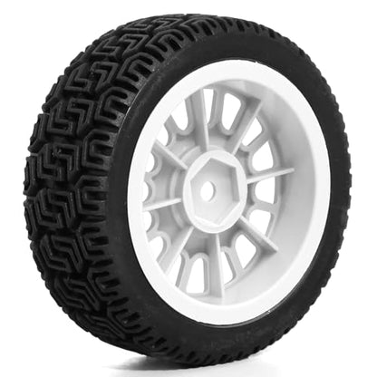 1/10 On-Road Racing Tires,68mm OD RC Rubber Wheels Tires Set 12mm Hex Fit for Traxxas HSP Tamiya TT01 TT02 HPI Kyosho HSP 1/10 On-Road Touring Car (White 2)