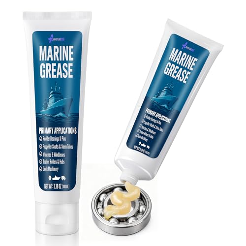 2 Pack 3.38 oz Marine Grease Tube, Premium Marine Grade Grease, Waterproof High Temp (0°F - 500°F) Bearing Lube for Propeller Shafts, Rudder Bearings, Trailers & Boat Maintenance