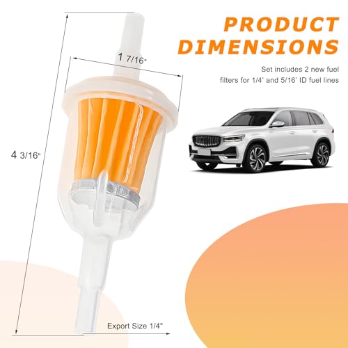 2 PCS Gas Inline Fuel Filters, 1/4" 5/16" Small Engine Motorcycle Gas Filter with Magnet, Inline Fuel Filters Replacement for AM116304 120-436 25 050 22-S Gy20709 21541500
