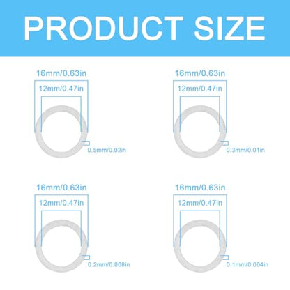 M12x16mm Thin Shim Washer Set for Mechanical DIY,48pcs 304 Stainless Steel | Precision spacer set with 0.1,0.2,0.3,0.5mm thicknesses,12 pcs each,for M12 bolts,electronics and component alignment - size: M12x16