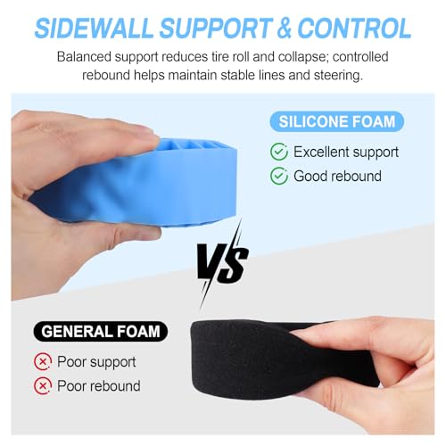 Soft 2.2" Silicone Tire Inserts for RC Crawlers, 4-Pack — Fits 132–134 mm 5.25" OD, 125×45 mm — Waterproof, Sidewall Stabilization, Traction and Climbing Control (Blue) - color: Blue