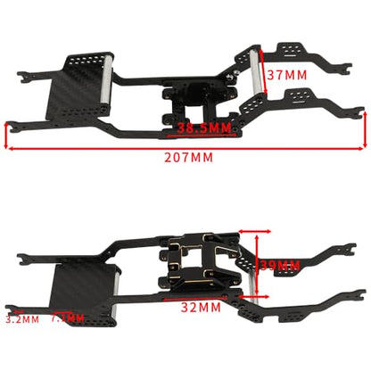 Carbon Fiber Chassis Kit Frame Girder with Brass Skid Plate for 1/18 RC Crawler TRX4M Bronco LCG Upgrade Part (with Skid Plate)