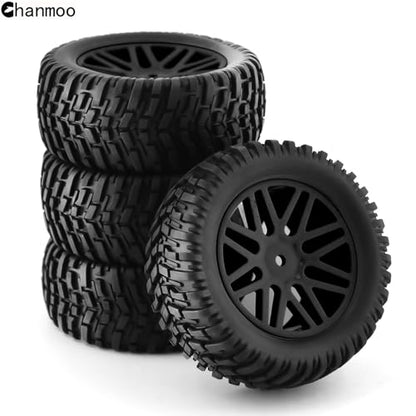 1/10 RC Off Road Tires And Wheels 12mm Hex Rubber Short Course Truck Tyres With Foam Insert For 1:10 Scale Buggy Car ARRMA Traxxas Wltoys 144001 Losi HSP 94107 94170 94155 94177 4PCS (Yellow) - color: Yellow