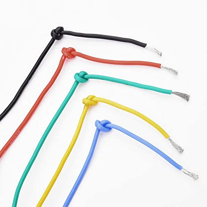 24 AWG Stranded Electrical Wire 24 Gauge Tinned Copper Wires Flexible Silicone Electric Hookup Wire Kit OD:1.6mm, 5 Colors 32.8ft/10m Each, DIY/Automotive/Home/Power Wiring Kit by Sznnzd™ - size: 5 Colors each 32.8Ft, style: 24AWG-Stranded