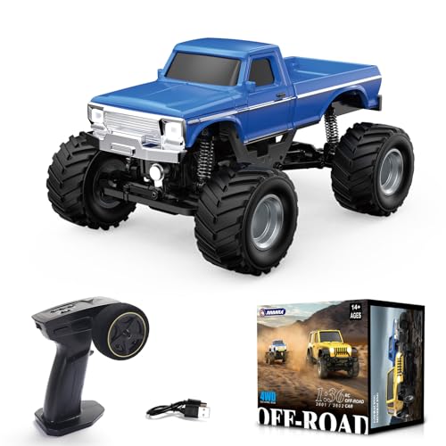 1:36 Mini RC Crawler, JABAILE 3602 4WD Off-Road RC Truck RTR for Adults Hobby Gifts Toys (Blue) - color: Blue