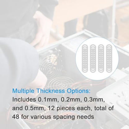 48 Pcs M6x10mm Thin Spacer Washer Set for Robotics Electronics Assembly | 0.1 0.2 0.3 0.5mm Thickness, 12pcs Each, M6 Bolt Fit, Fine Clearance Tuning, Flat Stainless Washer Assortment - size: M6X10