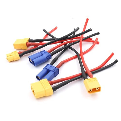 70 Pcs XT60 / XT90 /EC3 / EC5/T-Plug Deans Connector Adapters Kit | Male&Female Connector Adapters,14AWG Silicone Wire+Shrink Tubings for RC Battery Charger ESC Motor Accessories