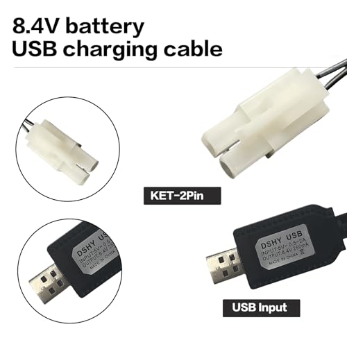 8.4V Battery Charger Cable,Compatible for Tamiya KET-2P Compatible RC Cars, RC Excavator，RC Tanks, RC Boats and Other Remote Control Toys for Universal 8.4V Lipo Battery USB Charger (1) - size: Ket_8.4