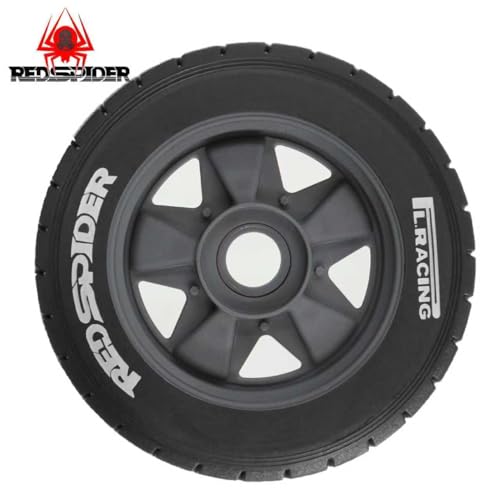 REDSPIDER 1/8 1/10 1/7 RC On Road Tires OD 3.94'' and Rally Racing Wheels 12mm 14mm 17mm Hex for 1:8 1:7 1:10 Street Touring Drift Car ARRMA Typhon 6S Losi Kyosho Tamiya TT02 HPI WR8 HSP 4PCS (Gray) - color: Gray