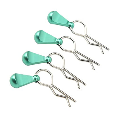 SUNGOOYUE RC Car Body Clips, Stainless Steel with Aluminum Alloy Pull Tabs, for 1/8 1/10 Remote Control Car Upgrade Parts (Green) - color: Green