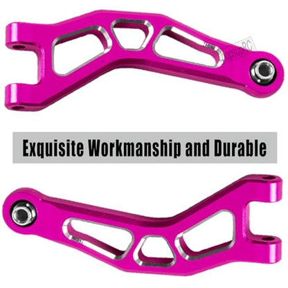 RC Alloy Front Rear Suspension A Arms Upgrades Part for 1/18 Granite Grom Mega 380 Brushed 4x4 Monster Truck RTR, Aluminum Front Rear A Arms Hops Up,Pink(8PCS)