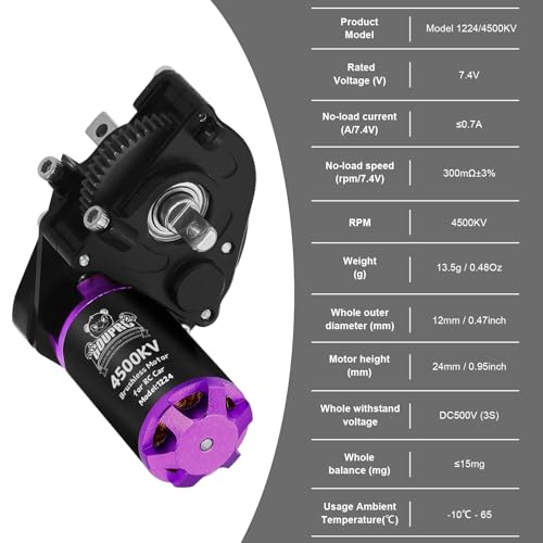 GOUPRC 1224 4500KV Brushless Outrunner Motor with Transmission & Upgrade 30A Brushless Esc for SCX24 RC Crawler Axial 1/24 RC Crawler Buggy Truck - style: Black Transmission
