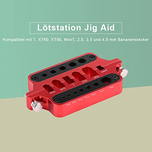 Aluminum Alloy Soldering Station Jig, Multifunction Soldering Aid for XT60 XT90 T Banana Connectors, with Thermal Insulating Layer and Adjustable Slots for RC Hobbyists