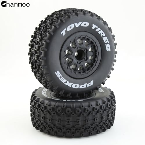 1/10 RC Short Course Truck Wheels and Tires with 12mm Hex 1:10 Scale Off Road Tyres for 1/10 RC Off-Road Car Traxxas TRX4 Slash Arrma Losi Tenacity Vkar 10sc Hpi RC Buggy Car 4PCS (B Tires) - color: B Tires