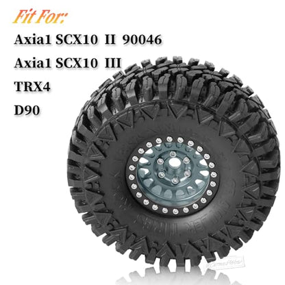 RcarmumbWow RC 1.9in Beadlock Wheels and Tires for 1/10 TRX4,Axia1 SCX10 II 90046 SCX10 III,D90 RC Crawler Car,Alloy 1.9in rc Beadlock Rims,Soft Rubber 1.9in rc Beadlock Tires,4pcs,Titanium - color: Titanium(4pcs)