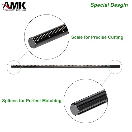 AMK 68-229mm Severable Ruled SCX10 Driveshaft Stainless Steel TRX4 Drive Shaft for 1/10 RC Crawler Sportys Scalers GSPEED Axial Capra UTB10 Pro Upgrades DIY LCG Rig (2Pcs Black) - color: 2pcs Black