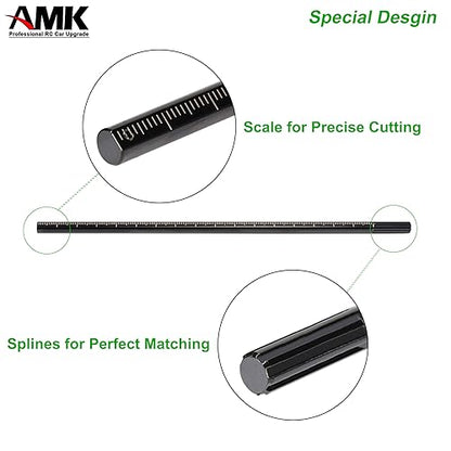 AMK 68-229mm Severable Ruled SCX10 Driveshaft Stainless Steel TRX4 Drive Shaft for 1/10 RC Crawler Sportys Scalers GSPEED Axial Capra UTB10 Pro Upgrades DIY LCG Rig (2Pcs Black) - color: 2pcs Black