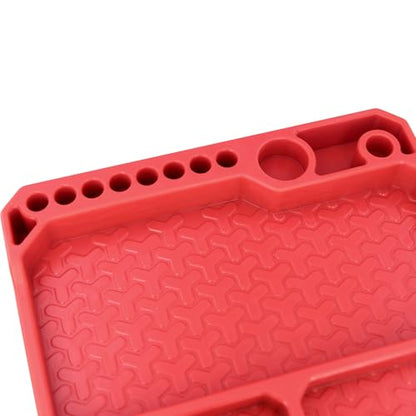 OGRC Silicone Tool Tray, Parts Organizer RC Screw Storage Plate Holder Mat | 160×160mm, with Detachable Magnetic Mats, Red - color: Red