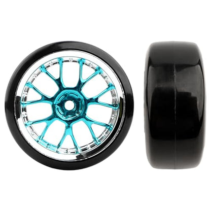 4 Pieces 1/10 Scale Hard Plastic RC Drift Cars On Road Touring Racing Bald Tires Wheels Compatible with HSP Tamiya HPI Kyosho Redcat ExceedRC WLtoys 1/14 144001 RC Buggy(Blue) - color: Blue