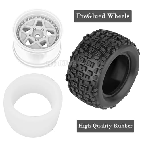 12mm Hex RC Truck Wheels and Tires for 1/18 Granite/1/18 Typhon RC Monster Truck Car,RC Drift Off Road Buggy Rally Truck Tires,4Pcs(White) - color: White - (4pcs Wheel)