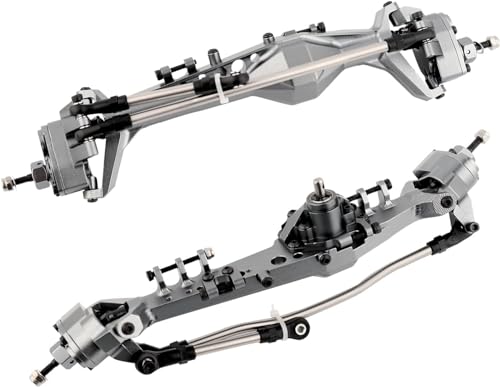 Full CNC Aluminum F9 Portal Front Rear Axle with Offset Front Differential for 1/10 RC Crawler Capra Gmade R1 Rock Buggy LCG Cheater Rigs 1.9 UTB Shafty (Titanium) - color: Titanium