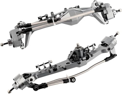 Full CNC Aluminum F9 Portal Front Rear Axle with Offset Front Differential for 1/10 RC Crawler Capra Gmade R1 Rock Buggy LCG Cheater Rigs 1.9 UTB Shafty (Titanium) - color: Titanium