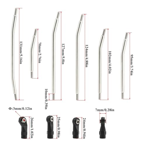 RC car Components Compatible with Axial for SCX10 for SCX10 II 90046 1/10 RC Crawler Car Upgrade Parts Metal Link Set Steering Rod End Kit(324mm) - size: 324mm