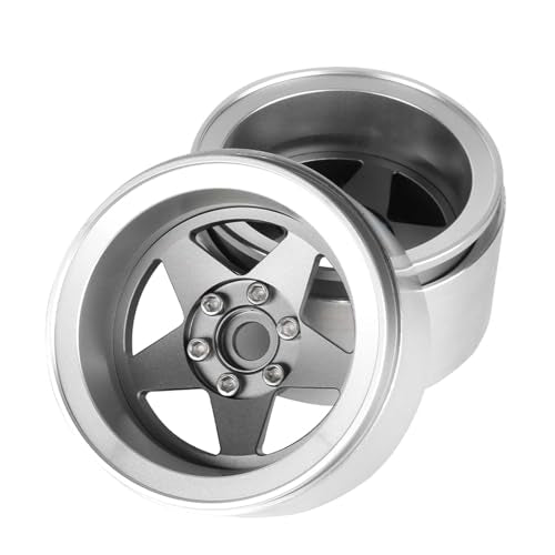 Aluminum 2.2" Beadlock Wheel Offset -10mm Metal Rims for SCX10 RR10 TRX4 VS4-10 Gen8 1/10 RC Crawler Car Upgrade Parts (5-Spoke, Gray) - color: 5-spoke, Gray