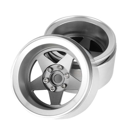 Aluminum 2.2" Beadlock Wheel Offset -10mm Metal Rims for SCX10 RR10 TRX4 VS4-10 Gen8 1/10 RC Crawler Car Upgrade Parts (5-Spoke, Gray) - color: 5-spoke, Gray