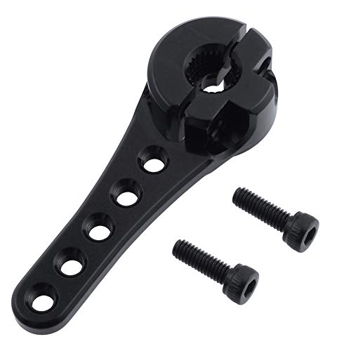 Hobbypark Metal Aluminum Long 25T Servo Horn Single Sided Steering Arm M3 Threads for RC Car Truck Off Road Buggy Accessories (Black) - color: Black