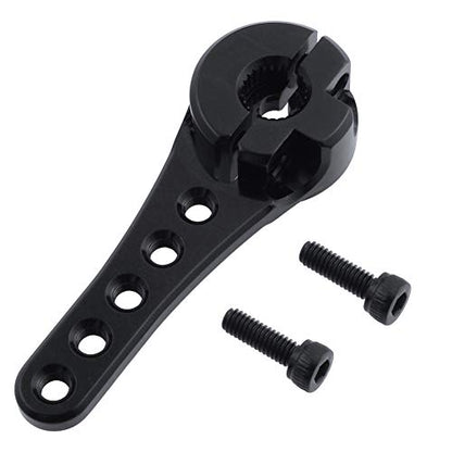 Hobbypark Metal Aluminum Long 25T Servo Horn Single Sided Steering Arm M3 Threads for RC Car Truck Off Road Buggy Accessories (Black) - color: Black