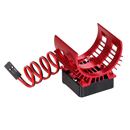 GoolRC Aluminum Alloy Motor Heatsink Cover with Cooling Fan for 3650 Brushless Motor Compatible with WLtoys A959-B A979-B 144001 124019 1/12 /14 RC Car (Red)
