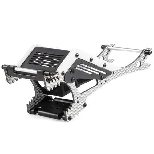 Wolf-Head Carbon Fiber LCG Chassis Kit, Silver Rails | With 3D Printed Panels Electronics Tray, Forward Angled Delrin Skid Plate, for 1/10 RC Crawler 1.9S Cheater Rigs Comp Builds - color: Silver Kit