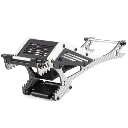 Wolf-Head Carbon Fiber LCG Chassis Kit, Silver Rails | With 3D Printed Panels Electronics Tray, Forward Angled Delrin Skid Plate, for 1/10 RC Crawler 1.9S Cheater Rigs Comp Builds - color: Silver Kit