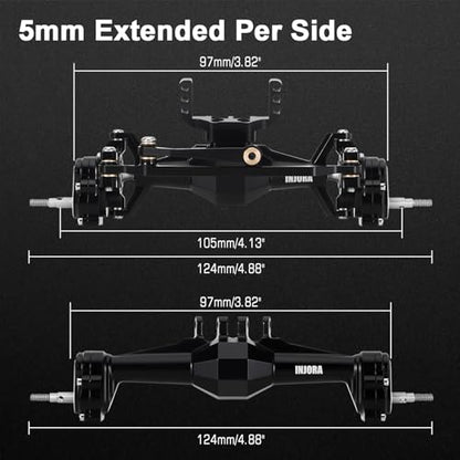 INJORA +5mm Diamond Portal Axle with Lay Down Servo Mount for TRX4M (Black) - color: Black