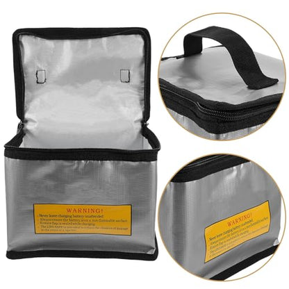 OSALADI Explosionproof Lithium Battery Storage Bag Silver with Large Capacity for Rc Car and Drone Battery Safety Pouch Fireproof Guard Pouch Charging and Transport