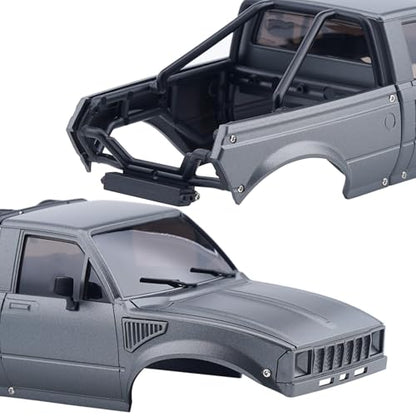 DJX SCX24 Body Shell with Bed Rack for Axial SCX24 C10 Bronco Wrangler Base Camp 1/24 RC Crawler Car (Gray) - color: Gray