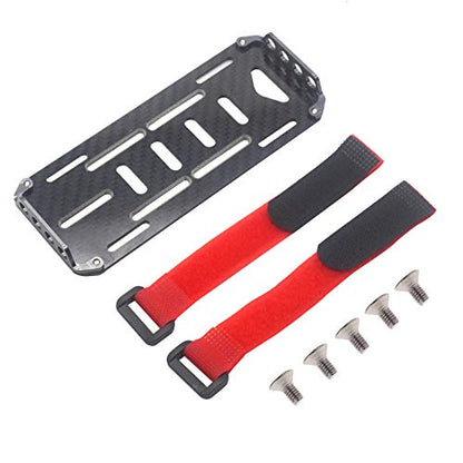 ShareGoo RC Car Battery Plate,Carbon Fiber Mounting Board with Strap Tie Compatible with Traxxas HSP Redcat RC4WD Axial SCX10 D90 HPI Tamiya CC01 1/10 RC Car Crawler
