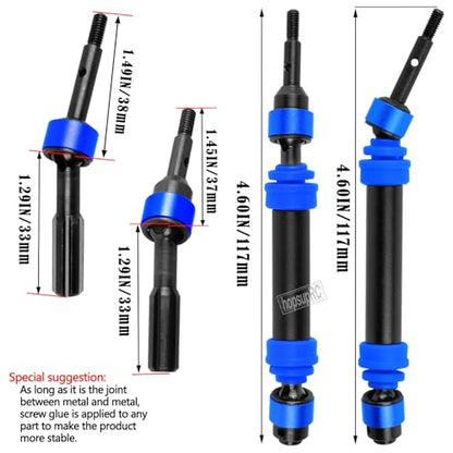 RC Harden Front Rear CVD Driveshafts Upgrades Part for 1/10 Slash&rustler&Stampede 4WD 4X4 (VXL),#45 Steel Drive Shaft Axles Hops up(4PCS),Black witrh Navy Blue - color: Navy Blue(4pcs)