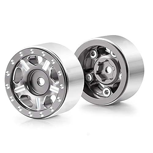 RC-Hub 4Pcs Aluminum Alloy 1.0" Micro Beadlock Wheels for All 1/24 Axial SCX24 90081 RC Crawler Car (Titanium) - color: Titanium