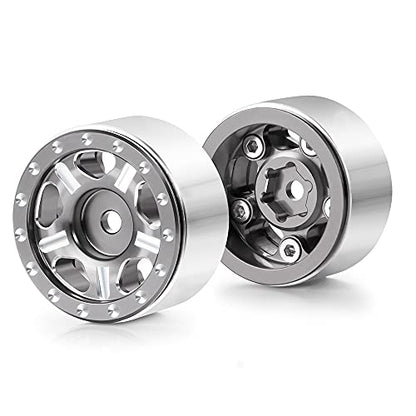 RC-Hub 4Pcs Aluminum Alloy 1.0" Micro Beadlock Wheels for All 1/24 Axial SCX24 90081 RC Crawler Car (Titanium) - color: Titanium